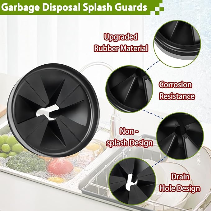 16 Pack 3 3/8 Inch Garbage Disposal Splash Guard - QCB-AM Replacement for InSinkErator Evolution & for Moen Models Silicone Splash Baffle with Noise Reduction, Leak-Proof Drain Protector Accessories
