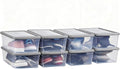 Stackable Plastic Storage Shoebox, BPA-Free Nestable Container with Latching Lid to Organize Shoes, See-Through Box for Home and Office, Multi-Purpose Clear Bins (Grey, 8 Pack)