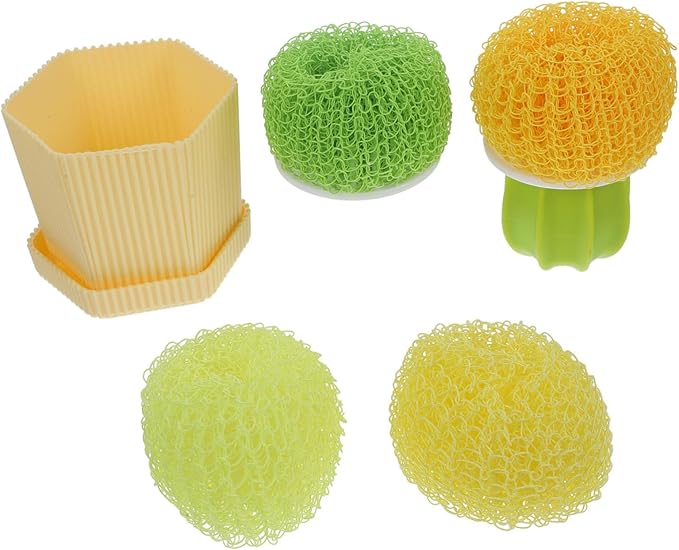 2sets Cactus Modeling Cleaning Brush Set Electric Brush Cleaner for Bathroom Dish Cleaning