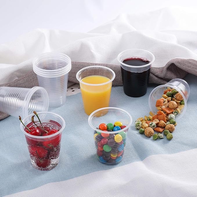 Turbo Bee 5oz Disposable Plastic Cups 500 Pack - Small Drinking & Sample Cups, Bulk Multi-Use Tumblers for Beverages, Mini Desserts, Home, School, Parties, or Commercial Use