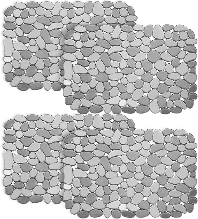 Coopay Kitchen Sink Mat Pebble Protect Mat PVC Eco-friendly Adjustable Stainless steel/ Porcelain Dish Drying Pad Protector for Bottom of Kitchen Sink, 15.8 x 11.8 inches (4 Pack, Gray)