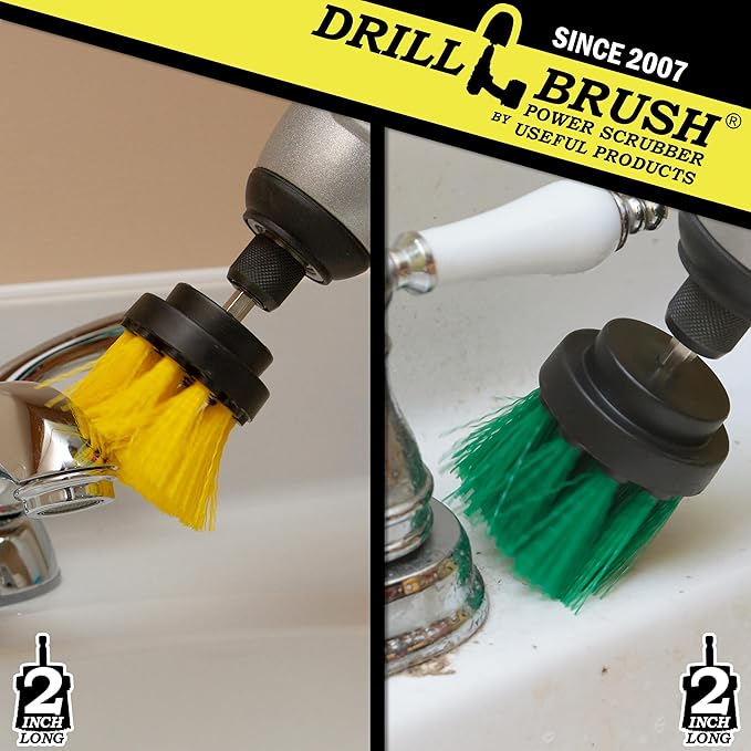 Cleaning Supplies - Kitchen Pot - Cleaner - Drill Brush - 2-inch Diameter, Long Bristle Spin Brush Set - Bathroom Accessories - Shower Curtain - Bath Mat - Baby Bath Tub - Scrubber - Calcium - Rust