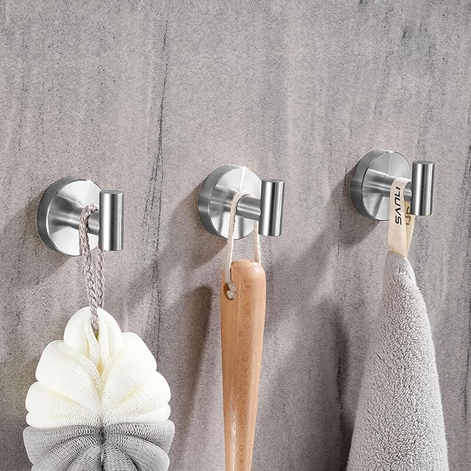 Towel Hooks Shower Suction Hook Towel Hanger for Bathroom Hanging Coat, Robe, Removable Wall Mounted Hook for Bedroom Kitchen Hotel Pool Brushed Nickel(4-Pack)