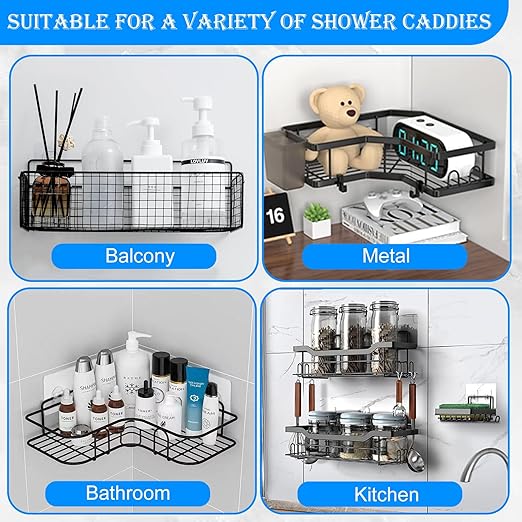Shower Shelves Adhesive Replacement,14PCS Strong Adhesive Duty Waterproof Transparent PC Material, No Drill Needed Holds 45 lbs for Shower Shelves Bathroom Organizers Kitchen Racks