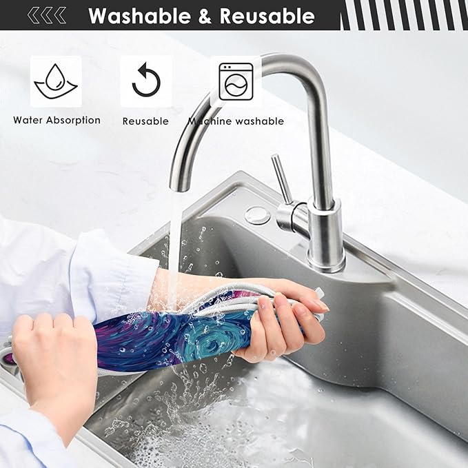 Sink Faucet Absorbing Mat Kitchen Sink Splash Guard Splash Faucet Drip Catcher for Bar RV Bathroom 2PCS 30x5.5in Starry Night Sky Swirling Neon Blue