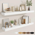 fuqing Floating Shelves for Wall, Wall Mounted Wood Floating Shelf with Invisible Brackets for Living Room, Bathroom, Bedroom, Kitchen Storage and Decor, 40 Inch Set of 2, White