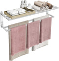 32 in Towel Racks for Bathroom, Bath Towel Shelf with Double Towel Bar, Stainless Steel Towel Storage for Lavatory Wall Mounted, 2-Tier Towel Hanger Towel Holder, Brushed Nickel
