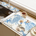 19.5" x 12" Dish Drying Mat & 24" x 5.5" Sink Splash Guard, Super Absorbent Drainer Rack Mat for Kitchen Counter Coffee Bar