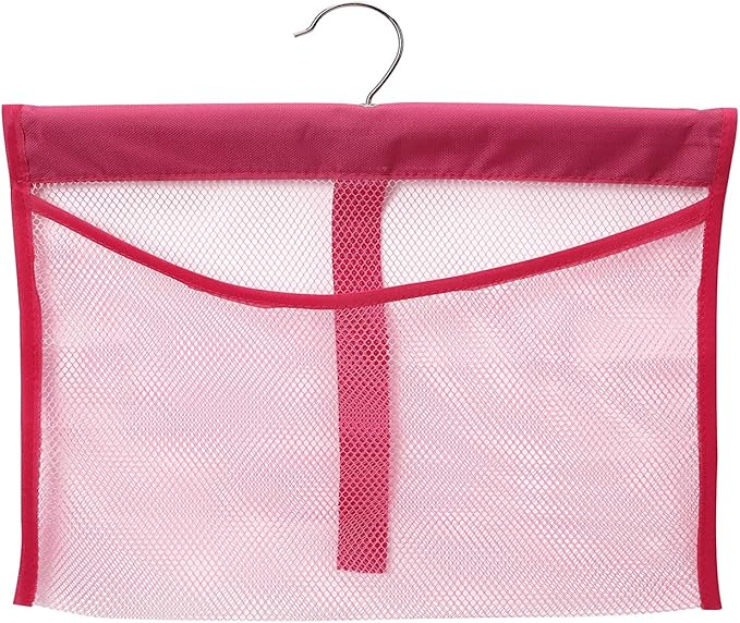Portable Mesh Pocket with Rotatable Hanger, Quick Dry Serial Type Bath Storage Organizers for Travel, Camper, RV, Gym, Cruise, Cabin, College Dorm Shower(Pink)