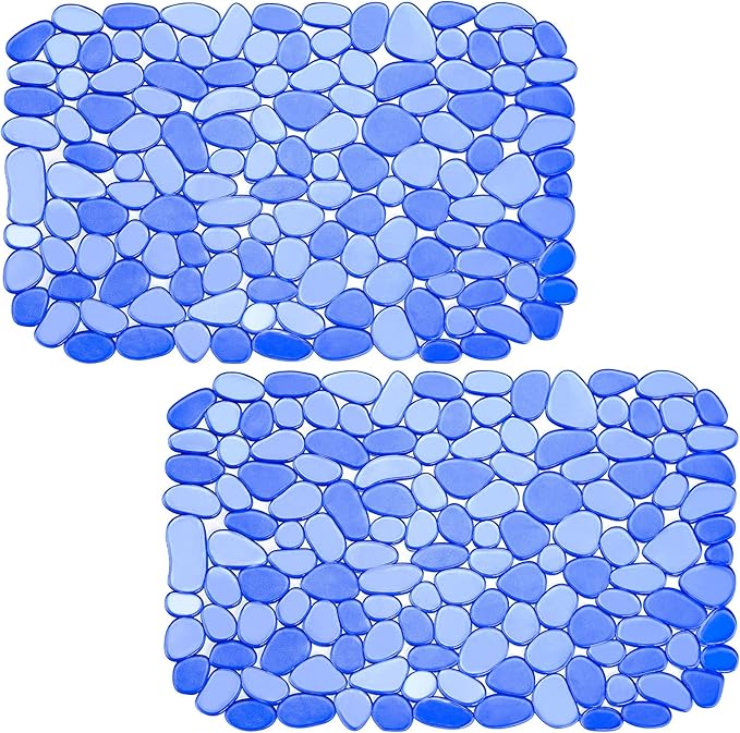 Coopay Kitchen Sink Mat Pebble Protect Mat PVC Eco-friendly Adjustable Stainless steel/ Porcelain Dish Drying Pad Protector for Bottom of Kitchen Sink, 15.8 x 11.8 inches (2 Pack, Blue)
