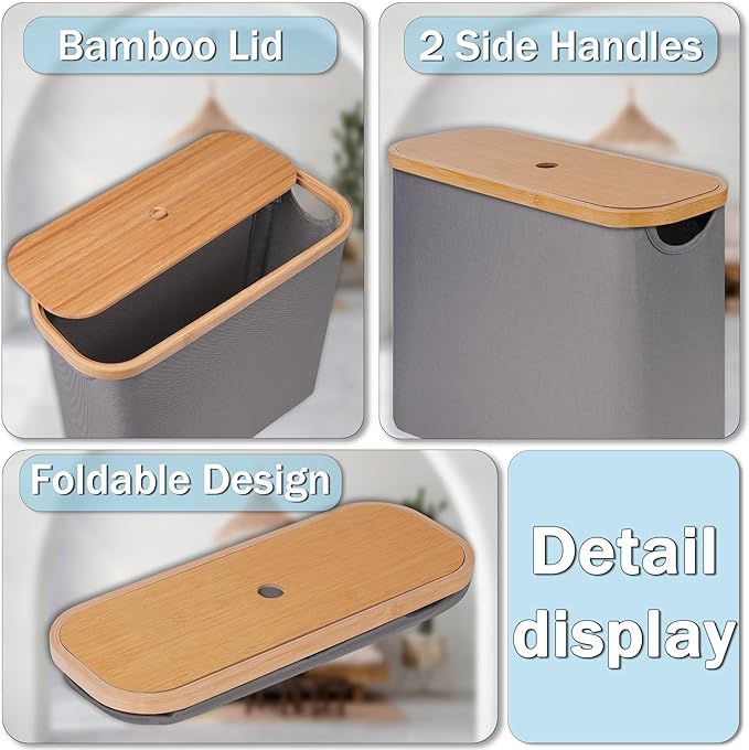 efluky Toilet Paper Storage, Toilet Paper Basket with Lid Organizer for Bathroom, Free Standing Holder with Storage, Grey