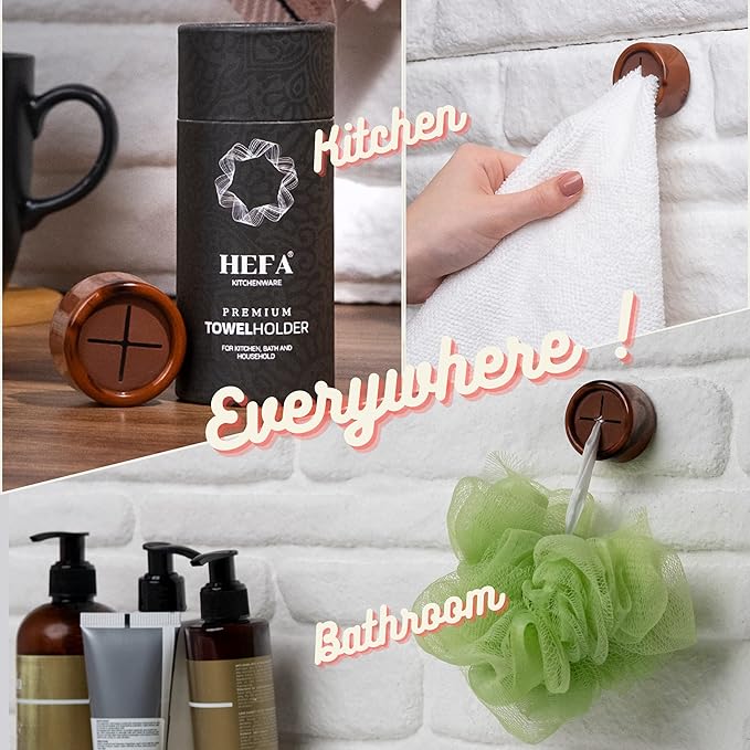 HEFA Towel Holder, Towel Hooks, Dish Towel Holder, Kitchen Organization, Bathroom Accesories, Kitchen Towel Hook, Kitchen Towel Holder, Christmas Gift, Kitchen Gadgets 4 Pack