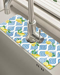 Patterned Sink Faucet Mat Kitchen Splash Guard Super Absorbent Drying Mat, Non-Slip Drain Pad for Kitchen Counter or Bathroom-15x5.5in