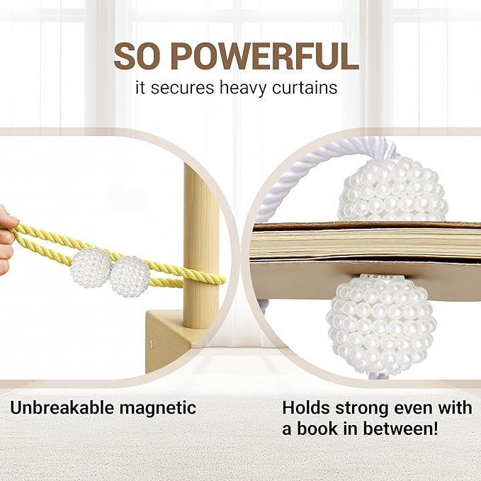 Hion Magnetic Curtain Tiebacks Golden 2pcs, Curtain Tiebacks Buckles Holdbacks Holders Hooks Clip for Home Bedroom Office Decorative Curtain