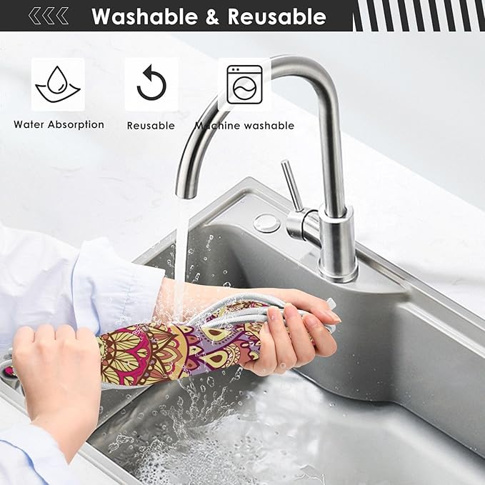 Sink Faucet Absorbing Mat Kitchen Sink Splash Guard Splash Faucet Drip Catcher for Bar RV Bathroom 2PCS 23.6x5.5in Mandala Pattern Purple and Orange