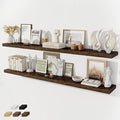 Fun Memories 72 Inch Floating Shelves for Wall 8 Inch Deep Rustic Brown Shelves Set of 2, Wall Mounted Rustic Wood Long Floating Shelf, Large Display & Storage Shelf with Invisible Brackets