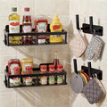 ACEXINYAN 2pc Wall Mounted Storage Rack with Hook Rack, No Drill Shelves for Wall, Floating Shelves Damage-Free Expand Walls Space for Living Room Kitchen Bathroom (4, Black)