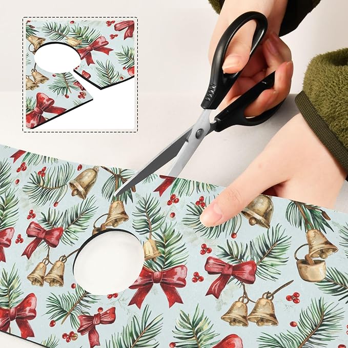 Bows Holly Bell Beige Gingerbread Snowflakes Kitchen Sink Splash Guard Sink Faucet Mat Faucet Handle Drip Catcher Drain Mats for Kitchen Bathroom Countertop Absorbent Dish Drying Pad 2Pack 30
