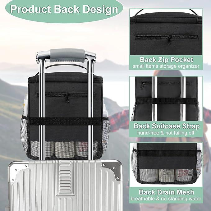 Portable Shower Caddy for Dorm Room Essentials, Foldable Mesh Shower Bag for College, Large Capacity Toiletry Bag Tote Bag Shower Caddy Portable for Student Boy Girl Bath Essentials (Black)