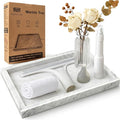 12"x8" Marble Tray White Rectangular Bathroom Tray countertop, Vanity & Kitchen | Includes Mirror Wiper and Wash Towel | Decorative Organizer for Perfume, Jewelry & Home Decor