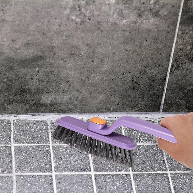 Rotating Hard Bristle Crevice Cleaning Brush 360° Gap Scrub Tool for Bathroom Tiles and Sink Cleaning Purple Multifunctional No Dead Corners