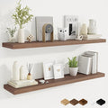 Fun Memories 48 Inch Deep Floating Shelves for Wall, 2 Pack of Long Wall Mounted Wood Shelves with Invisible Brackets for Bathroom, Bedroom, Living Room, Kitchen Decor and Storage, Walnut