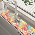 Colorful Sea Corals Dish Drying Mat for Kitchen Sink Splash Guard Behind Faucet Sink Mat Absorbent Fast Drying Faucet Draining Mat for Bathroom Kitchen 5.5"×24"
