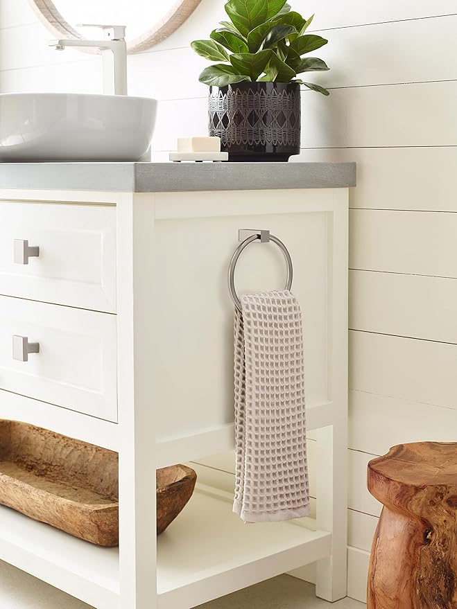 Amerock BH36082G10 | Brushed Nickel Towel Bar | 6-1/2 in (165 mm) Length Towel Holder | Monument | Hand Towel Holder for Bathroom Wall | Small Kitchen Towel Holder | Bath Accessories