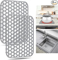 Sink Protectors for Kitchen Sink,2 PCS Silicone Kitchen Mat 13.58"x11.6",Non-Slip Bottom Guard Compatible with Farmhouse/Stainless Steel/Porcelain(Grey)