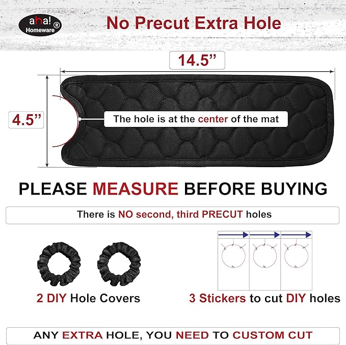 Kitchen Sink Splash Guard 2-holes : AHA HOMEWARE Faucet Mat for Double Offset Kitchen Sink, with DIY Cutting Toolkit for extra holes soap dispenser, air gap, 14.5 in, Black