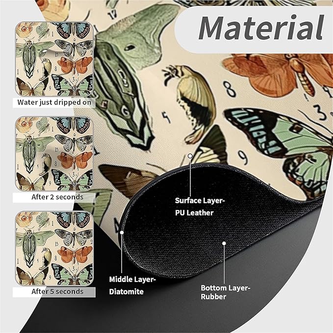 Kitchen Sink Splash Guard，moths and butterflies Faucet Mat Sink Gadgets-Super Absorbent Fast Drying Mat Drip Catcher for Kitchen, Bathroom,Sink Mat, Dish Drying Mat, Bathroom(15" X 5.5" )
