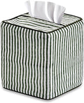 Ridhi Green Stripe Block Print Tissue Box Cover Handmade Cotton Fabric Decorative Square Napkin Holder for Home Bedroom Living Room Bathroom Vanity Countertop Car Night Stands Office Kitchen