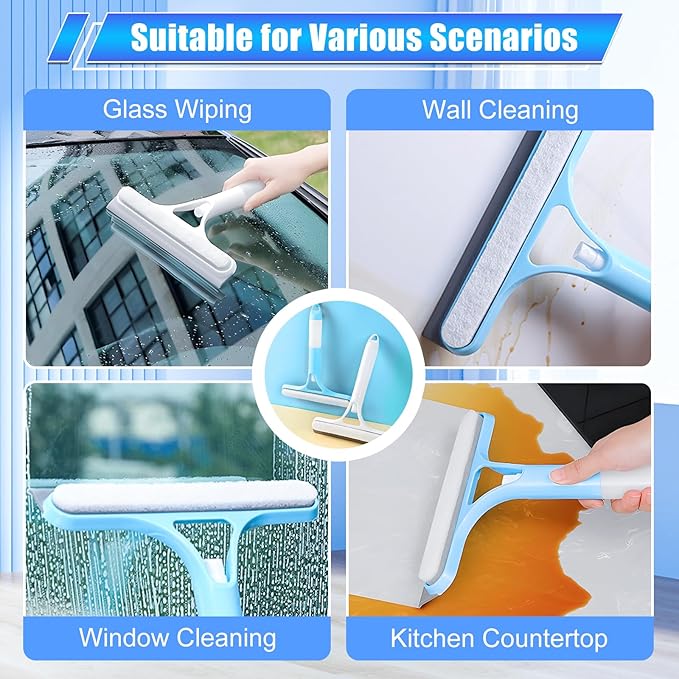 3 in 1 Spray Squeegee, 3 in 1 WindowSqueegee Cleaner, Spray WindowSqueegee Cleaner Tool with SprayBottle, for Car, Window (Blue)