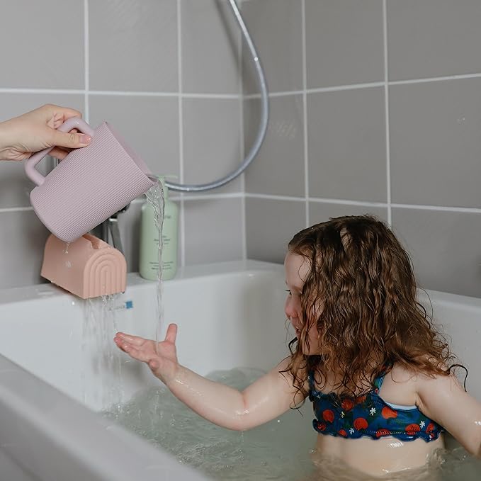 mushie Bath Spout Cover | Soft Silicone Bathtub Faucet Safety Guard for Kids | Universal Fit (Rose)
