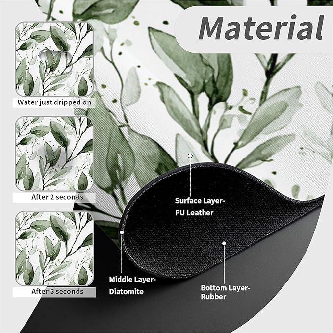 Kitchen Sink Splash Guard，Watercolor-sage foliage Faucet Mat Sink Gadgets-Super Absorbent Fast Drying Mat Drip Catcher for Kitchen, Bathroom,Sink Mat, Dish Drying Mat, Bathroom(15" X 5.5" )