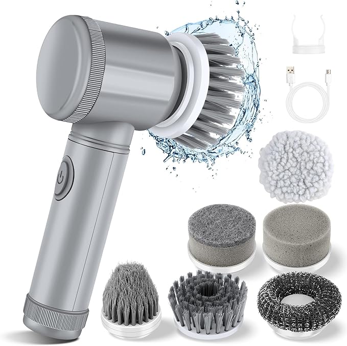 Electric Cleaning Brush, Multi-Functional Cleaner for Kitchen and Bathroom, 6-in-1