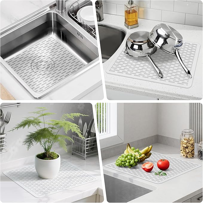 Yolife 2 Pack Kitchen Sink Mats,15.8inch x 12inch PVC Sink Protector Mat for Stainless Steel, Sink Drainer Mat Dish Drying Mat Protector Prevents Scratches,Dishes and Glassware