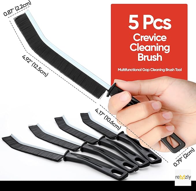 Hard Bristle Crevice Cleaning Brush for Household Use (Pack of 5), Grout Brush for Cleaning Kitchen, Bathroom, Window & Door Tracks, 2024 Design Long Multifunctional Cleaning Tools