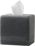 Tissue Box Cover Square, Resin Facial Tissue Holder Covers Cube Toilet Paper Holder Case Dispenser Home Decorative for Bathroom Kitchen Bedroom Living Room Office (Black)