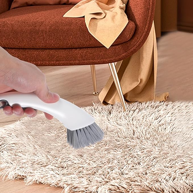 Small Cleaning Brush for Washing Machine and Bathroom Floor, Dual-Head Scrub Brush with Detachable Handle, Multi-use Home Cleaning Tool for Tight Gaps and Tile Grout Random Color