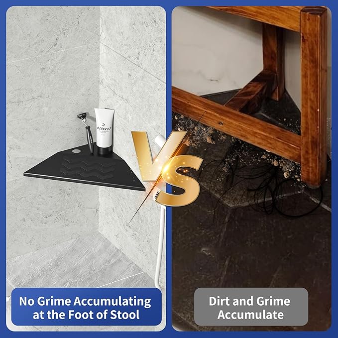 10'' Corner Foot Rest for Shaving Legs, 304 Stainless Steel Grout in Footrest with Shaving Holder, Recessed Designed Foot Ledge for Bathroom Shower