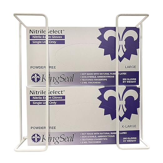 1 Each | Disposable Glove or Tissue Box Holder, TRIPLE (3-Box) Glove Rack, Wall Mounted Universal Box Holder, for Larger Sized Boxes, White - 1 Glove Rack