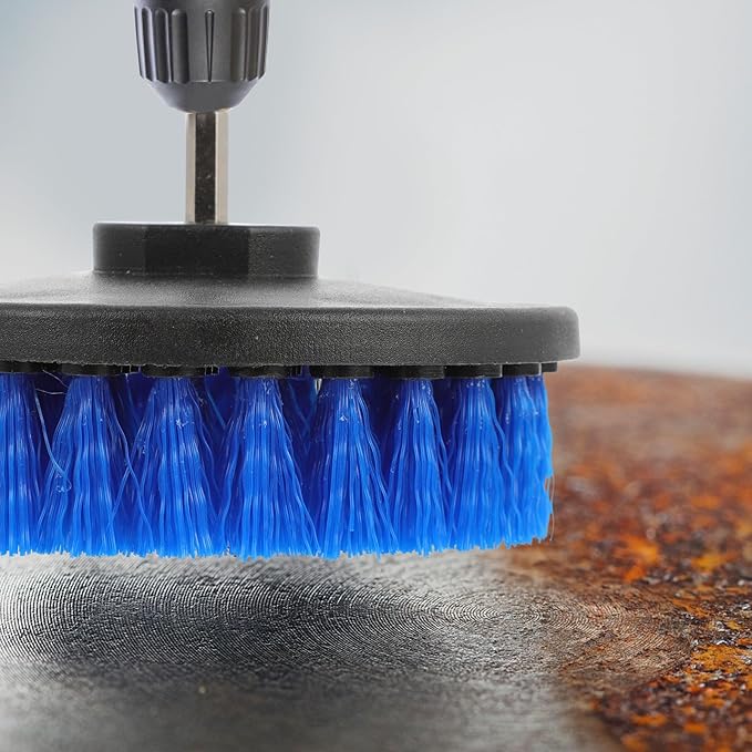 VALICLUD Electric Drill Brush Replacement Heads 5-inch Blue Floor Cleaning Brush Set for Home Kitchen Grout Tile Scrubbing Tool Compatible with Power Drills