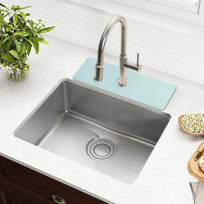 Kitchen Sink Splash Guard 2 PCS 14.7 Inch Sink Faucet Mat Splash Guard for Bathroom Countertop Water Absorbent Foldable Cuttable Soft Washable Blue