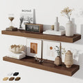 Fun Memories 36 Inch Floating Shelves, Wall Shelves Set of 2 for Bathroom/Living Room/Bedroom/Kitchen, Wall Mounted Floating Shelf for Home Decor with Invisible Brackets, Walnut