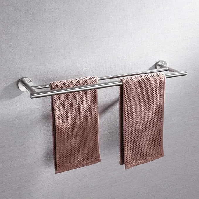 Miyili 24-Inch Bathroom Double Towel Bar Brushed Stainless Steel Bath Towel Rack Holder Wall Mount, A01N60B