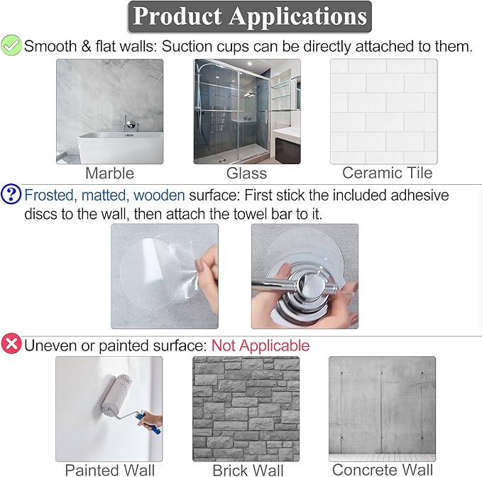 Suction Cup Extendable 17-29" Stainless Steel Towel Bar (Brushed Nickel)