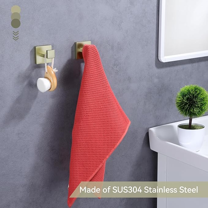 LANC Gold Towel Hooks for Bathroom Wall Hooks, 2-Pack Heavy Duty Coat Hooks, Hand Towel Hangers,Robe Hooks,Wall Hooks, SUS304 Stainless Steel Wall Mounted, Brushed Gold, A8805BG-P2