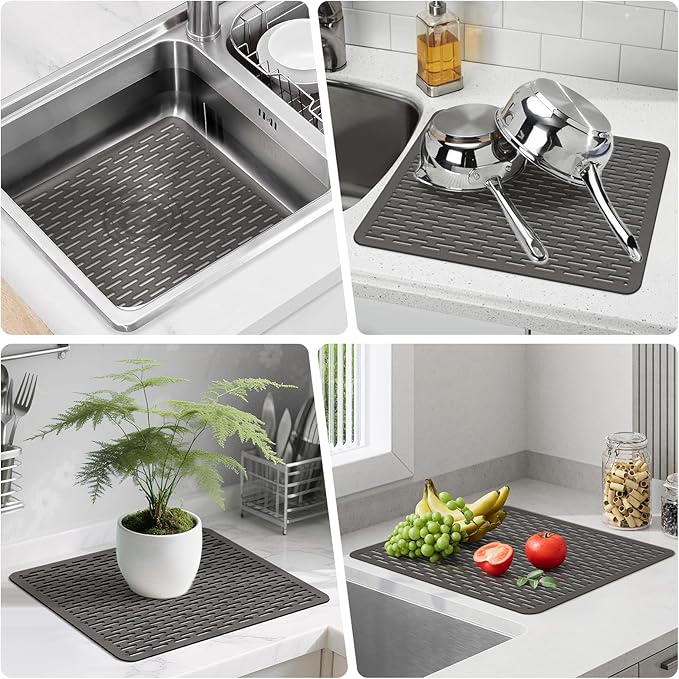 Yolife 2 Pack Kitchen Sink Mats,15.8inch x 12inch PVC Sink Protector Mat for Stainless Steel, Sink Drainer Mat Dish Drying Mat Protector Prevents Scratches,Dishes and Glassware