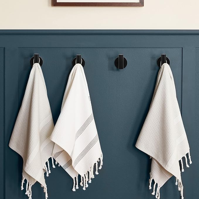 TUNNY 3 Pack Round Bathroom Towel Hooks - Matte Black Robe Hooks Coat Hooks Wall Hooks for Bathroom Bedroom Kitchen (Matte Black, 3)
